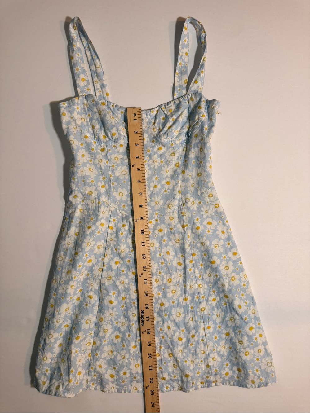 Princess Polly Light Blue Floral Sundress with Daisy Print size 2